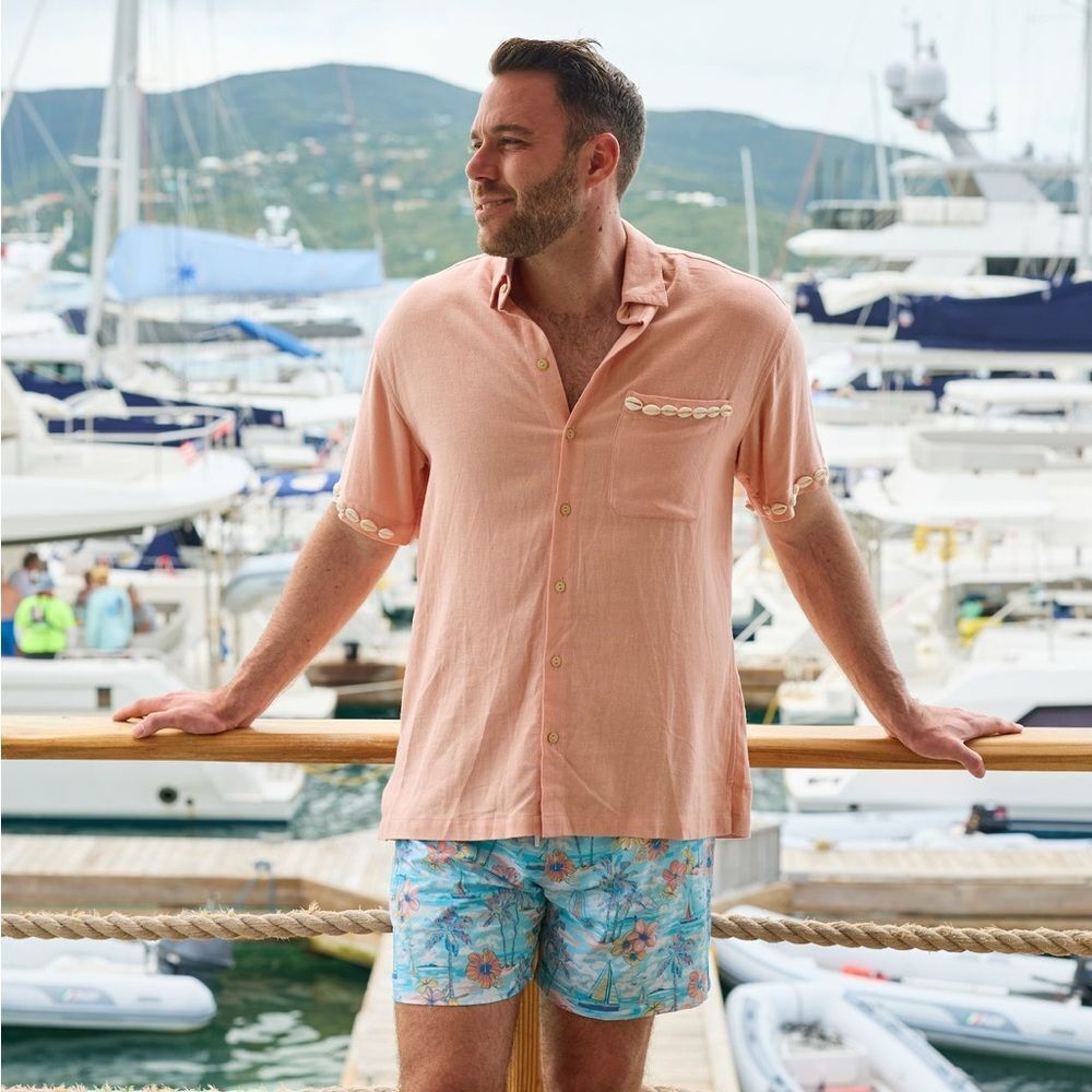 Kenny Flowers THE SHELL OF A GUY Beach Linen Seashell Shirt